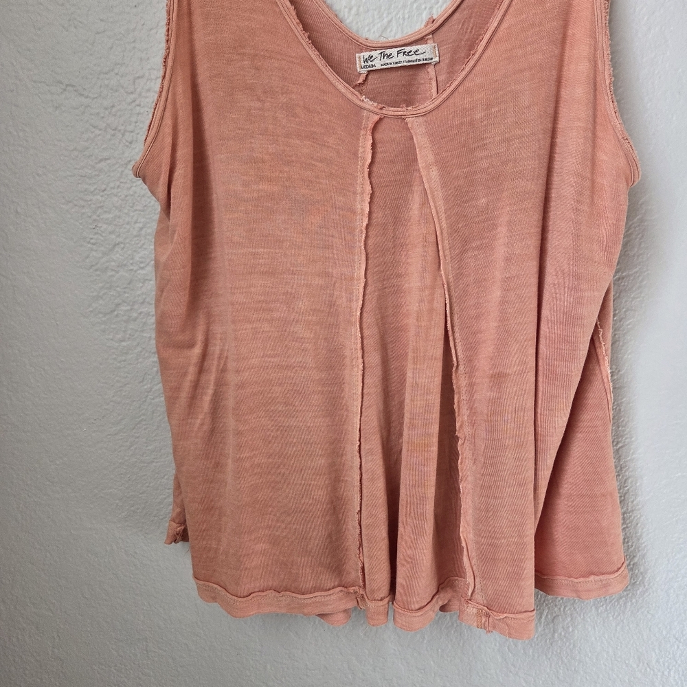Free People We The Free Sz M Cami Tank Top Raw Edge Orange Stretch 100%Viscose - Picture 5 of 13
